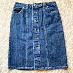 Talbots Button Front Denim Midi Skirt Pencil Fall 90s Y2K Classic Basic 4